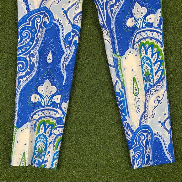 J. McLaughlin Blue paisley Print 100% Silk Pants - Picture 3 of 9